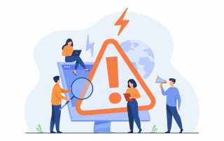 Team identifying communication errors with warning symbol on screen.